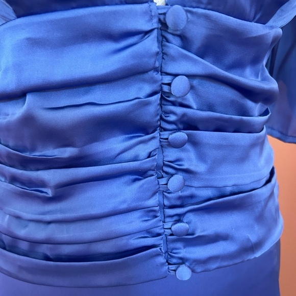 Flynn Skye two piece satin office siren puff sleeve button top & matching skirt - Picture 5 of 15